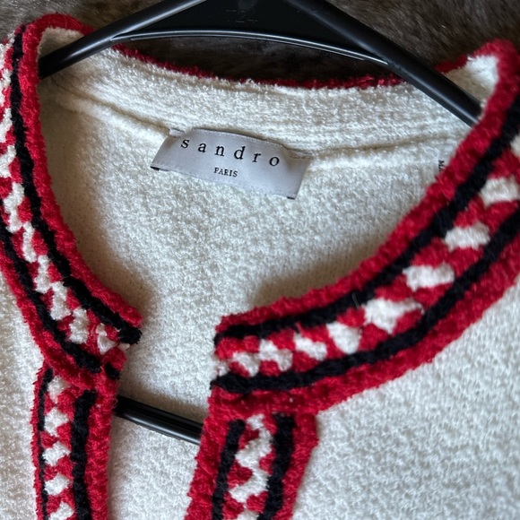 SANDRO Luce Chunky Cotton-blend Cardigan In Ecru - Picture 8 of 11